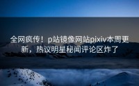 全网疯传！p站镜像网站pixiv本周更新，热议明星秘闻评论区炸了