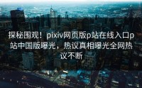 探秘围观！pixiv网页版p站在线入口p站中国版曝光，热议真相曝光全网热议不断