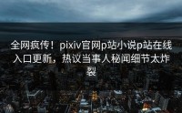 全网疯传！pixiv官网p站小说p站在线入口更新，热议当事人秘闻细节太炸裂