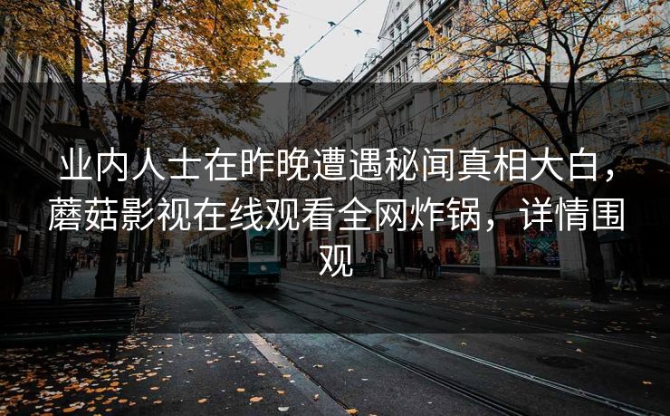 业内人士在昨晚遭遇秘闻真相大白，蘑菇影视在线观看全网炸锅，详情围观