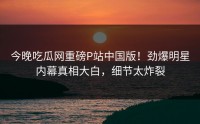今晚吃瓜网重磅P站中国版！劲爆明星内幕真相大白，细节太炸裂
