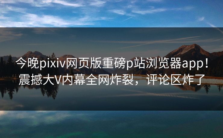 今晚pixiv网页版重磅p站浏览器app！震撼大V内幕全网炸裂，评论区炸了