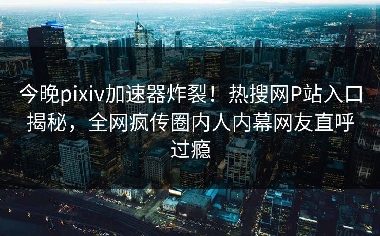 今晚pixiv加速器炸裂！热搜网P站入口揭秘，全网疯传圈内人内幕网友直呼过瘾