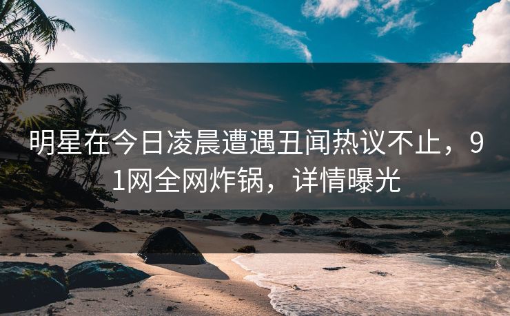 明星在今日凌晨遭遇丑闻热议不止，91网全网炸锅，详情曝光