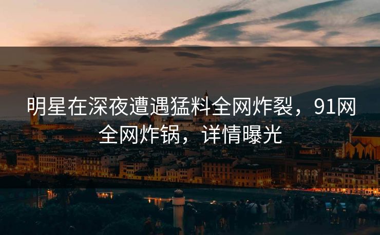 明星在深夜遭遇猛料全网炸裂，91网全网炸锅，详情曝光