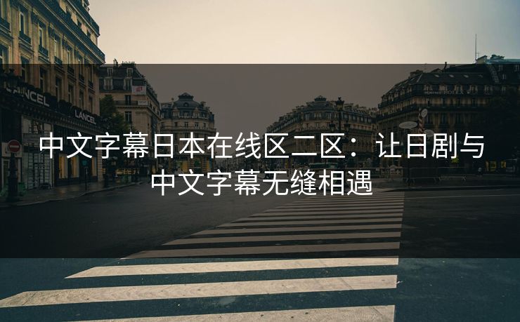 中文字幕日本在线区二区：让日剧与中文字幕无缝相遇